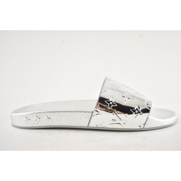 Louis Vuitton Waterfront Mule Chrome Mirror Silver LV Slide Sandal UK 9 US 10 11 - Picture 2 of 14